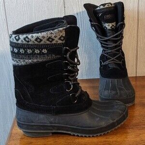Khombu Cozy Winter Snow Duck Boots Black EUC SZ 8M